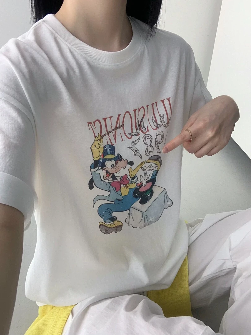 Z.C夏季新款韩版时尚卡通米奇印花宽松短袖T恤女百搭大版t上衣潮