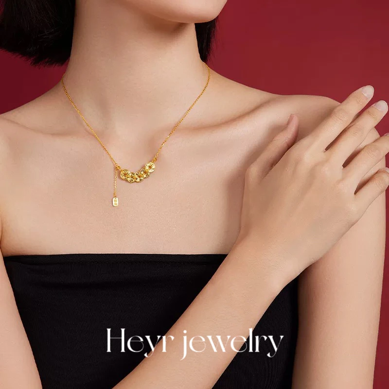 铜合金项链 五帝币碎冰冰时尚轻奢项链时尚气质百搭不掉色锁骨链