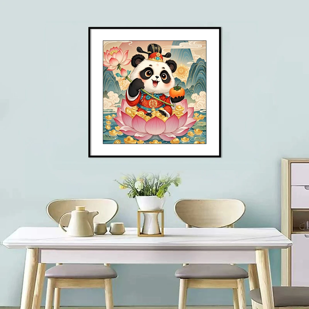 【金丝布】2169熊猫 十字绣大格60x60厘米满绣 47种绣线无勾边