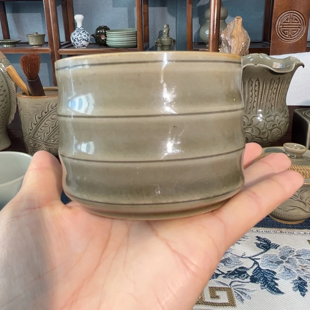 陶纯手工煤烧竹节杯主人杯