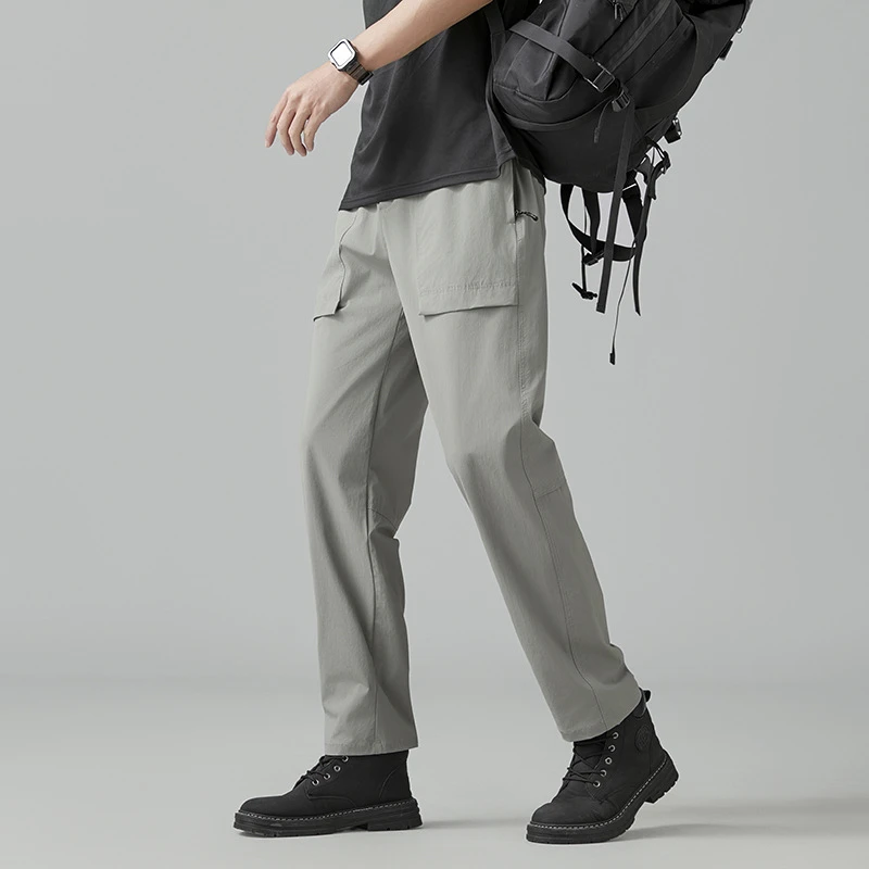 冰丝夏季薄款美式户外工装裤男士宽松凉感休闲直筒运动裤子男士