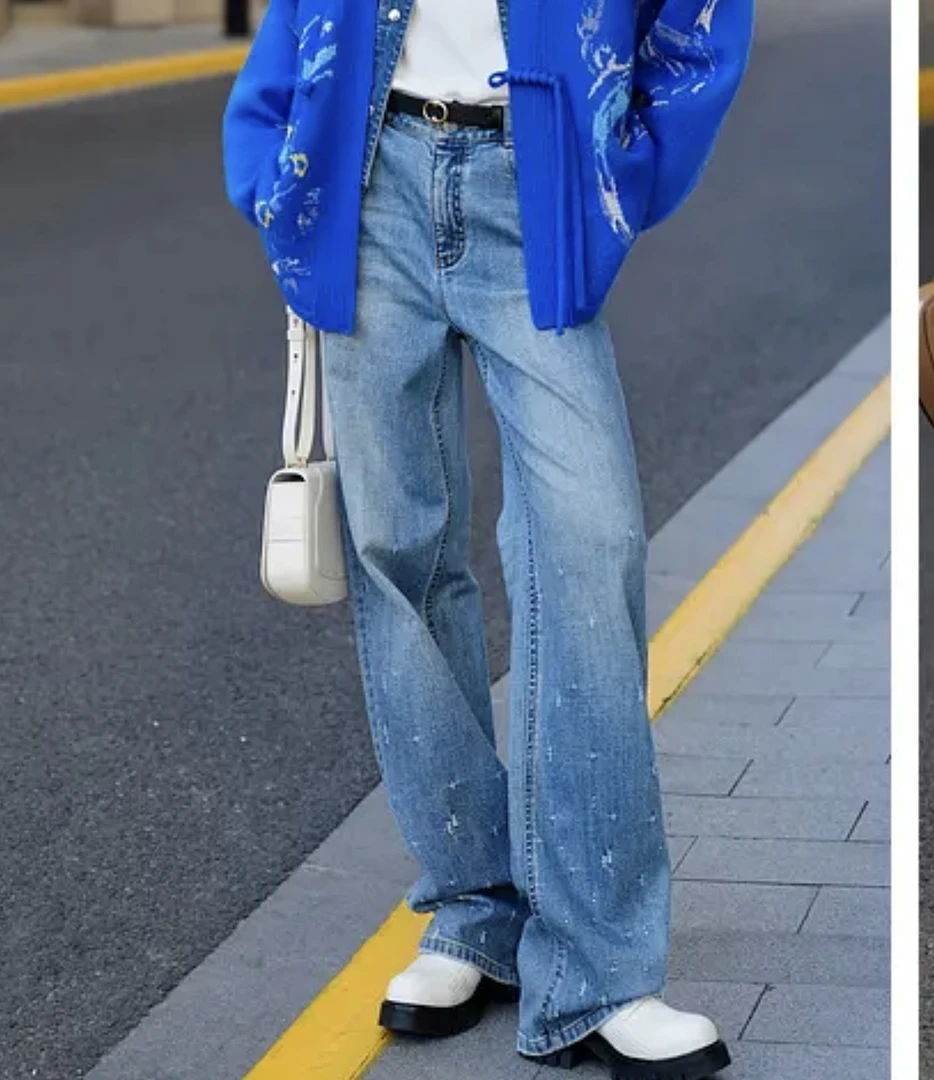 【正品EP】长绒棉高腰直筒牛仔裤2025新品J601A