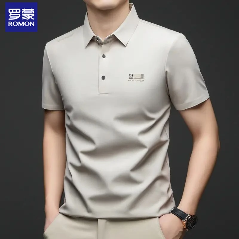 罗蒙中青年男士2025夏季时尚polo衫T恤新款休闲罗蒙夏季短袖Polo