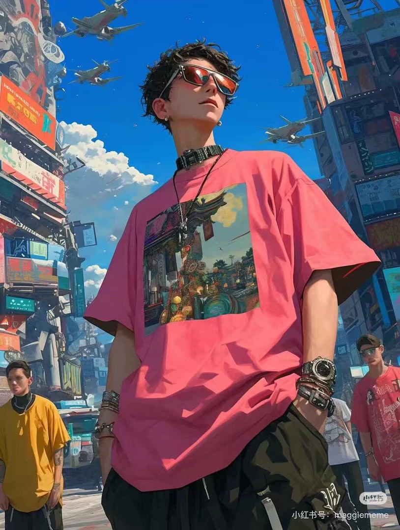 男款秋季新款ins复古卫衣夏季男士半袖时尚休闲百搭上衣宽松潮流