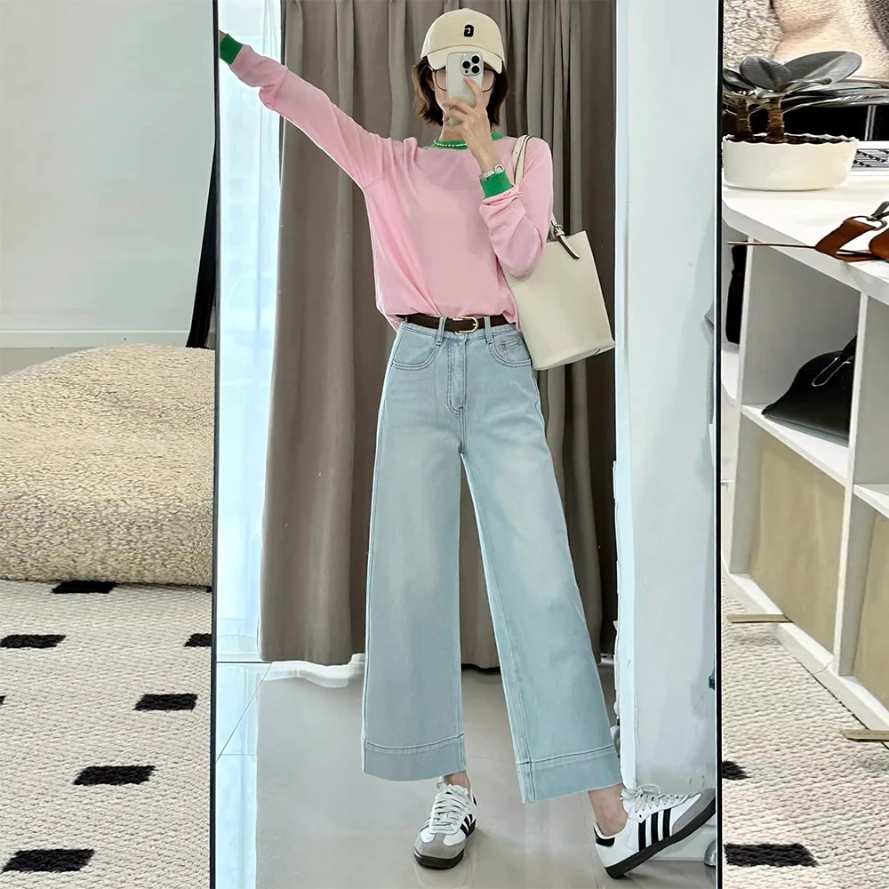 牛仔裤女2025夏季新款高腰显瘦大码莱赛尔天丝百搭阔腿裤九分裤子