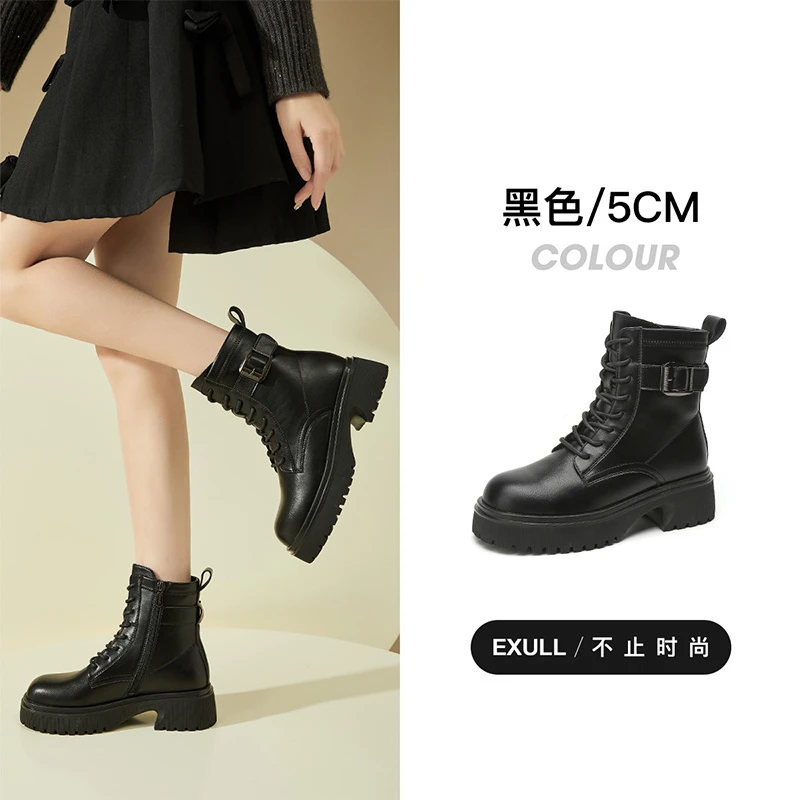 【D014】马丁靴绒里依思Q品牌女鞋时尚百搭主图款