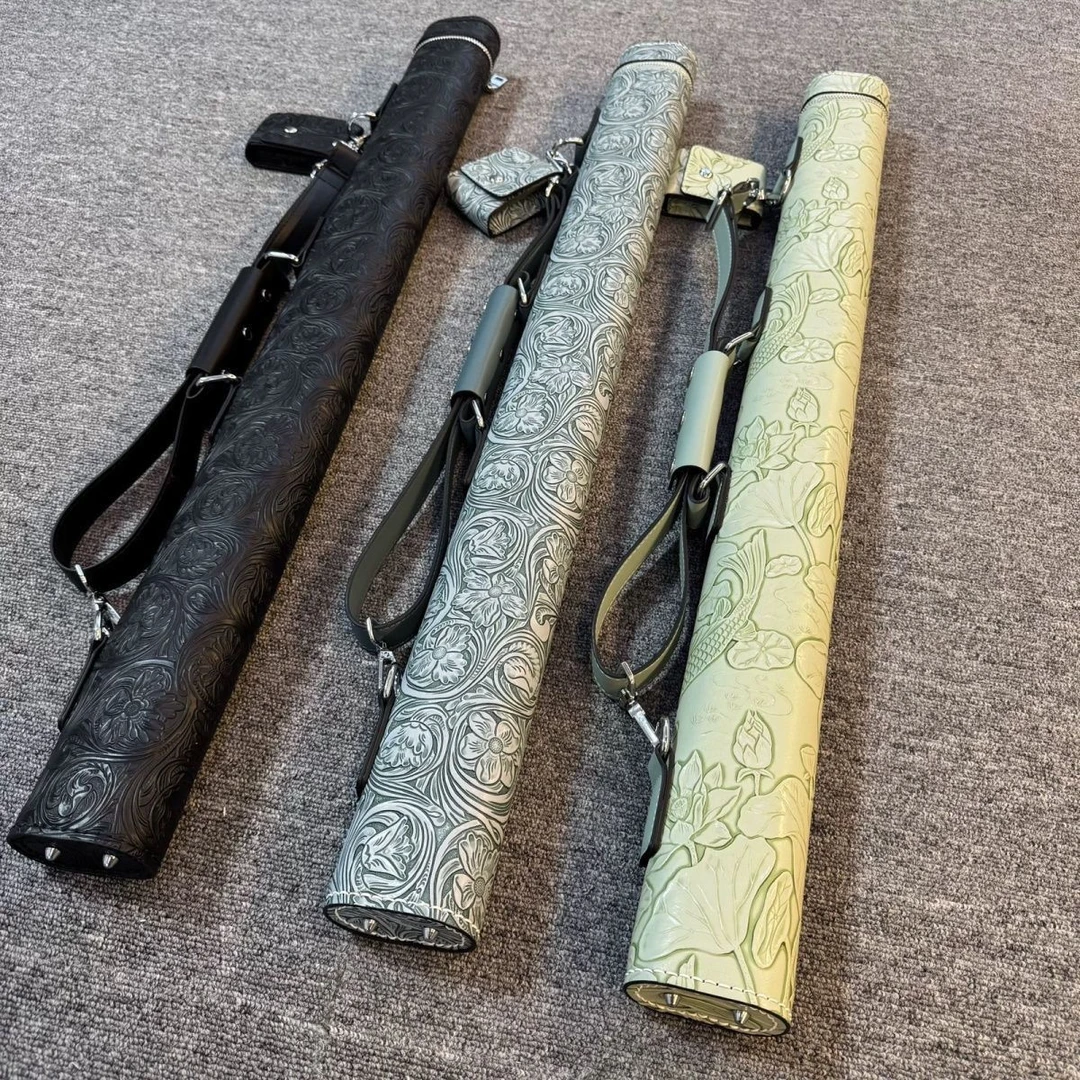 手工缝制台球杆桶浮雕缝制杆包分体杆筒赠送巧克粉羽毛球拍背包