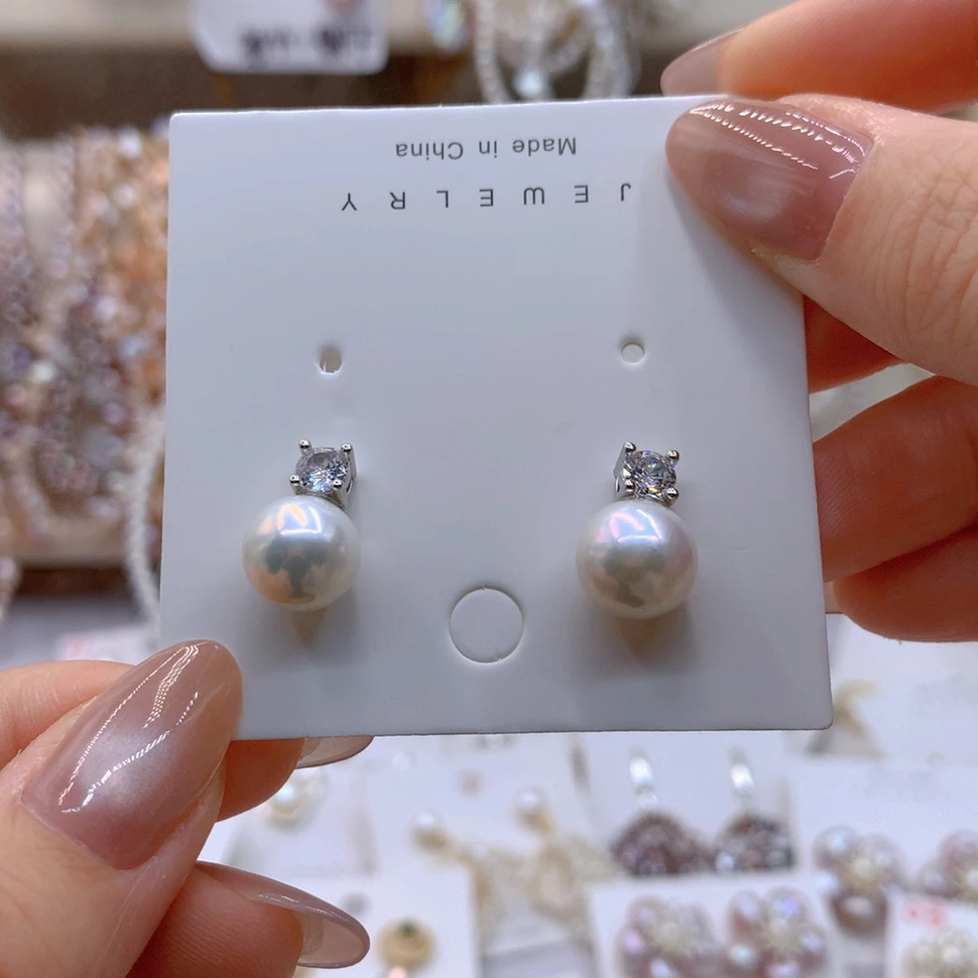 淡水珍珠耳饰银S925镶嵌安**姐