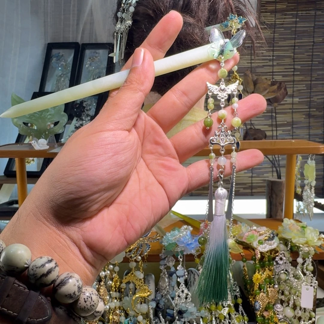 蛇纹石玉合金发饰