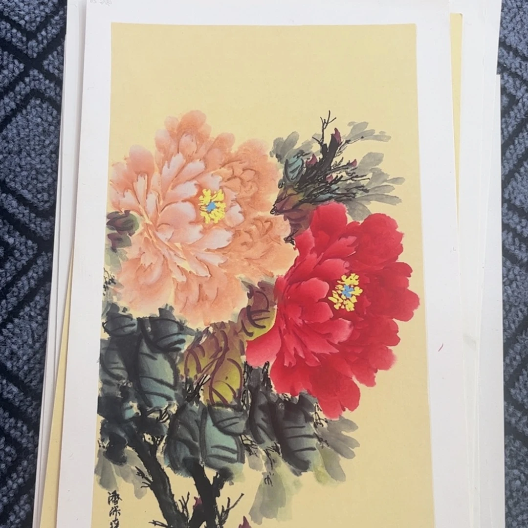 国画硬卡花鸟作品