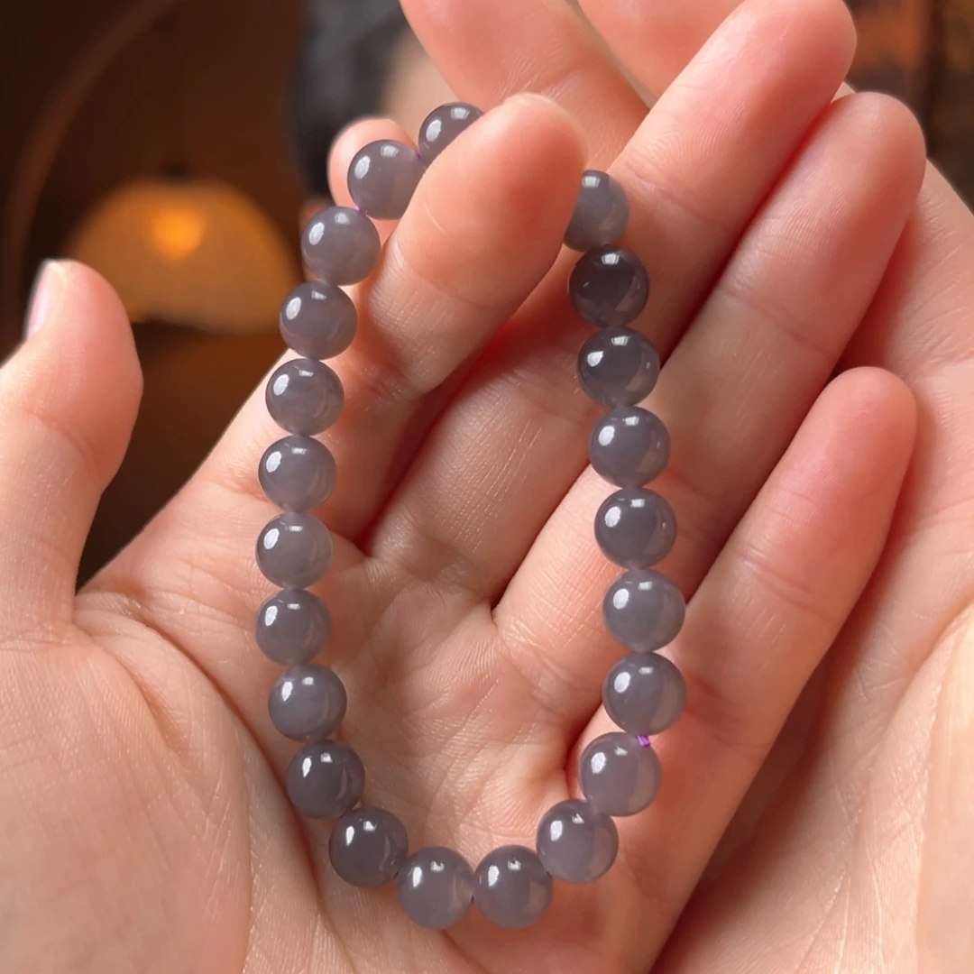 未镶嵌手串和田玉浓紫8mm260