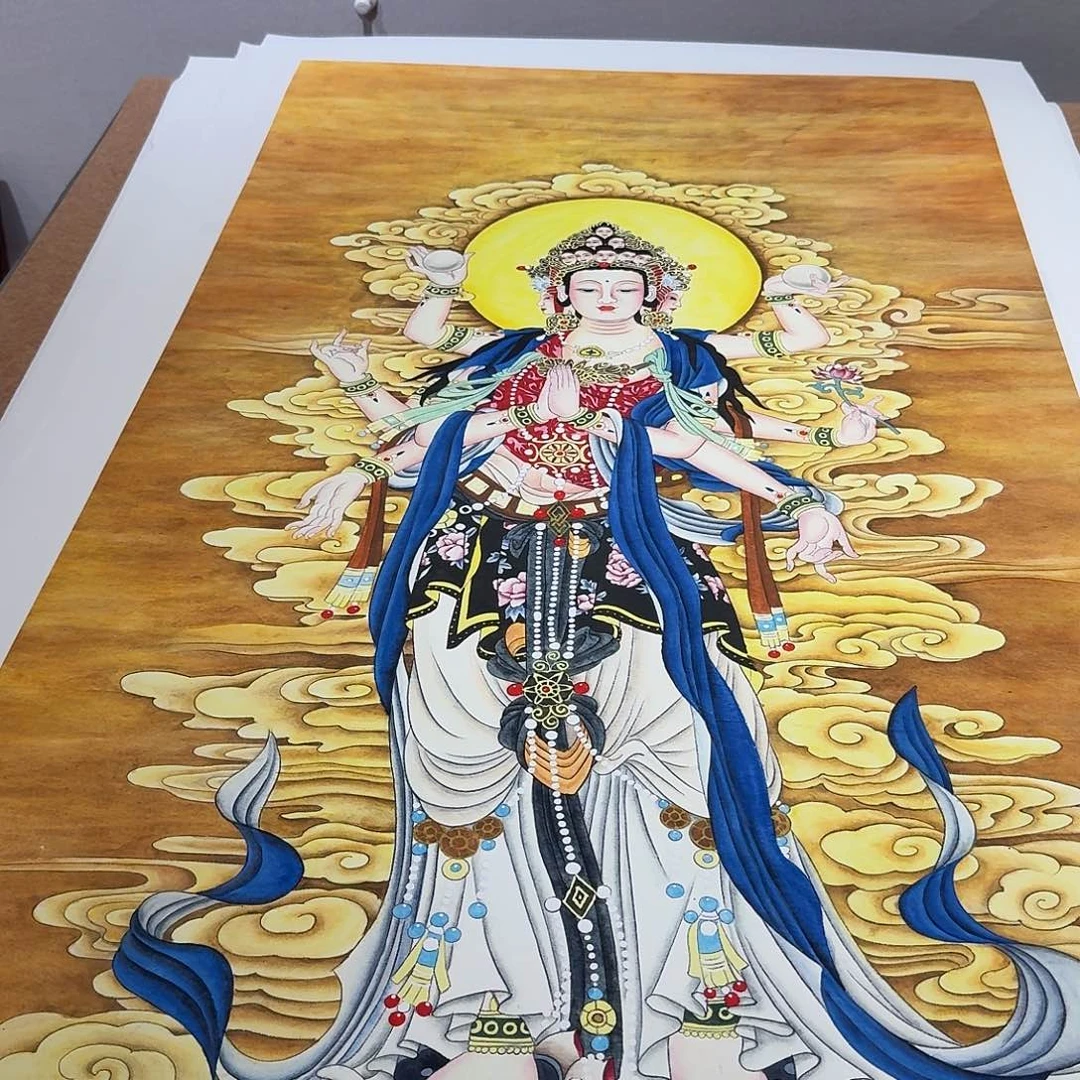 小***权国画千手观音一副带装裱