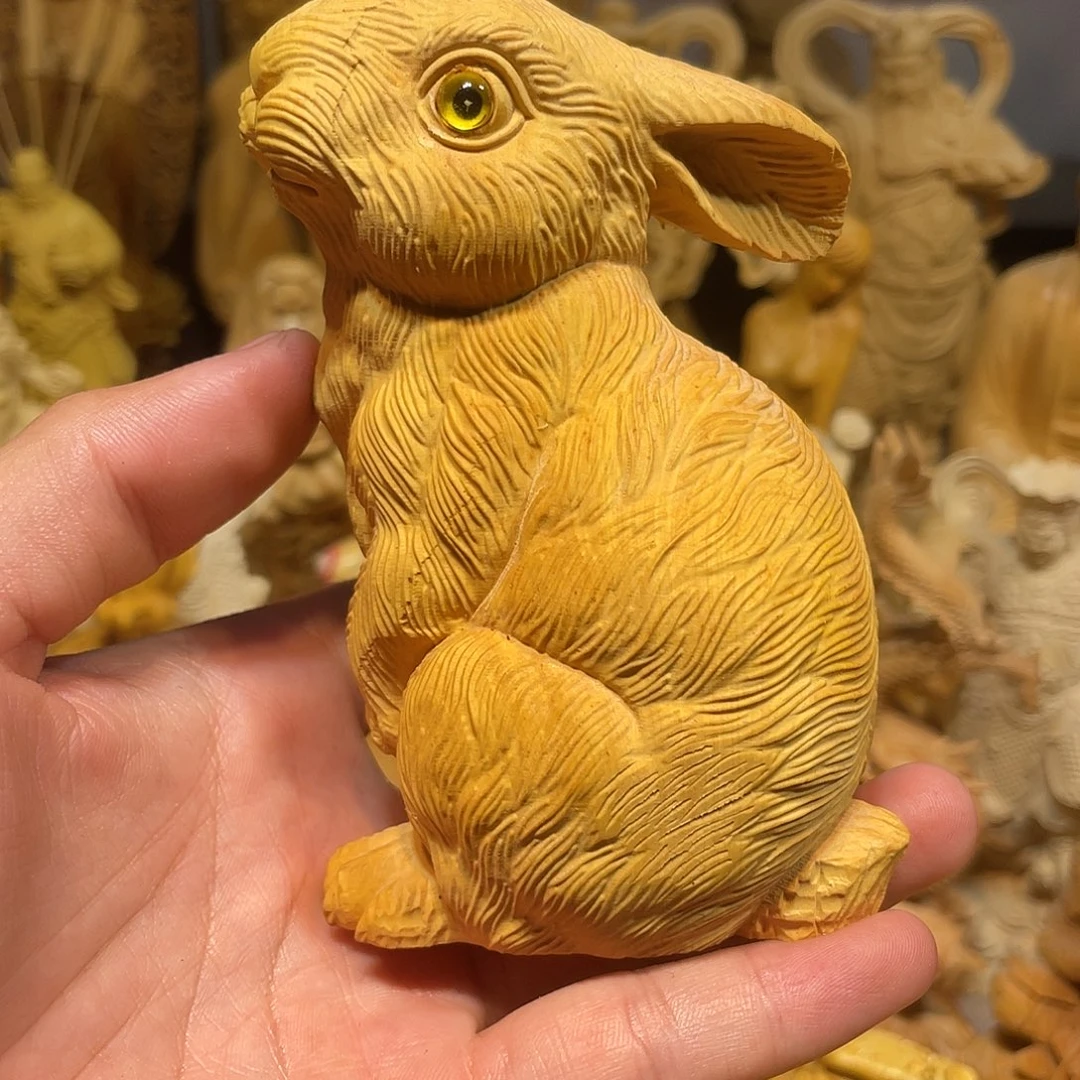 黄杨木瑕疵大号兔子