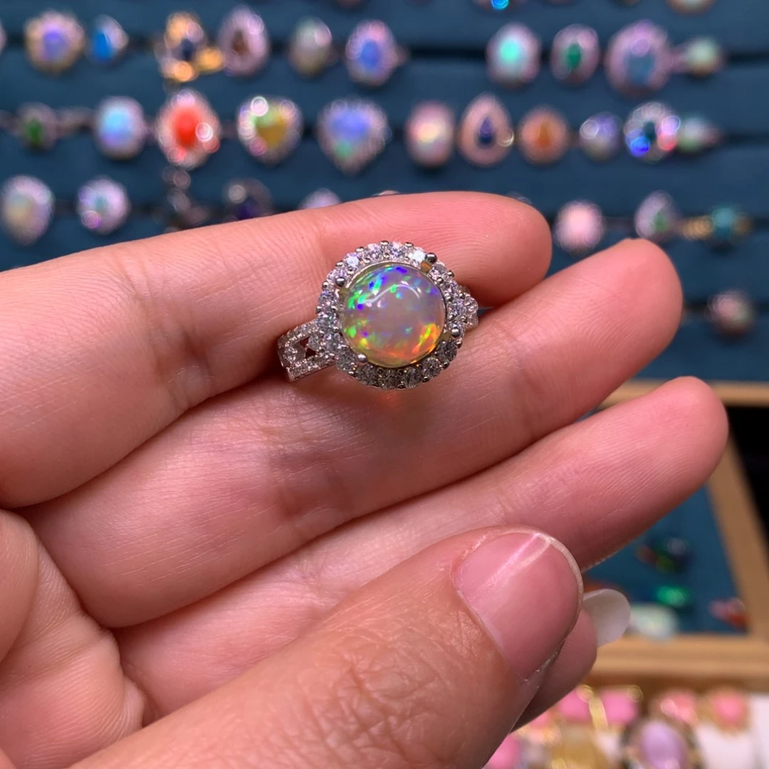 欧泊戒指款式银S925镶嵌五*