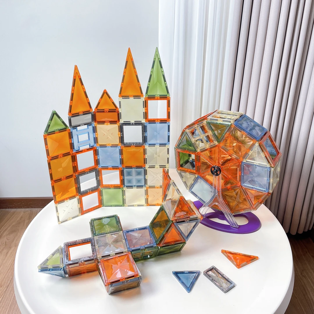 100ps磁力片摩天轮大自然彩窗磁铁拼装积木拼图3到6玩具