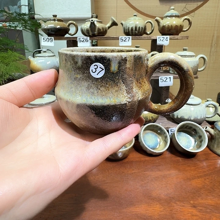 建水紫陶白泥柴烧大瑕咖啡杯