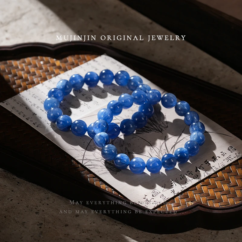 【木槿槿】天然蓝晶石手串女款气质手链时尚饰品小众单圈多样性发一