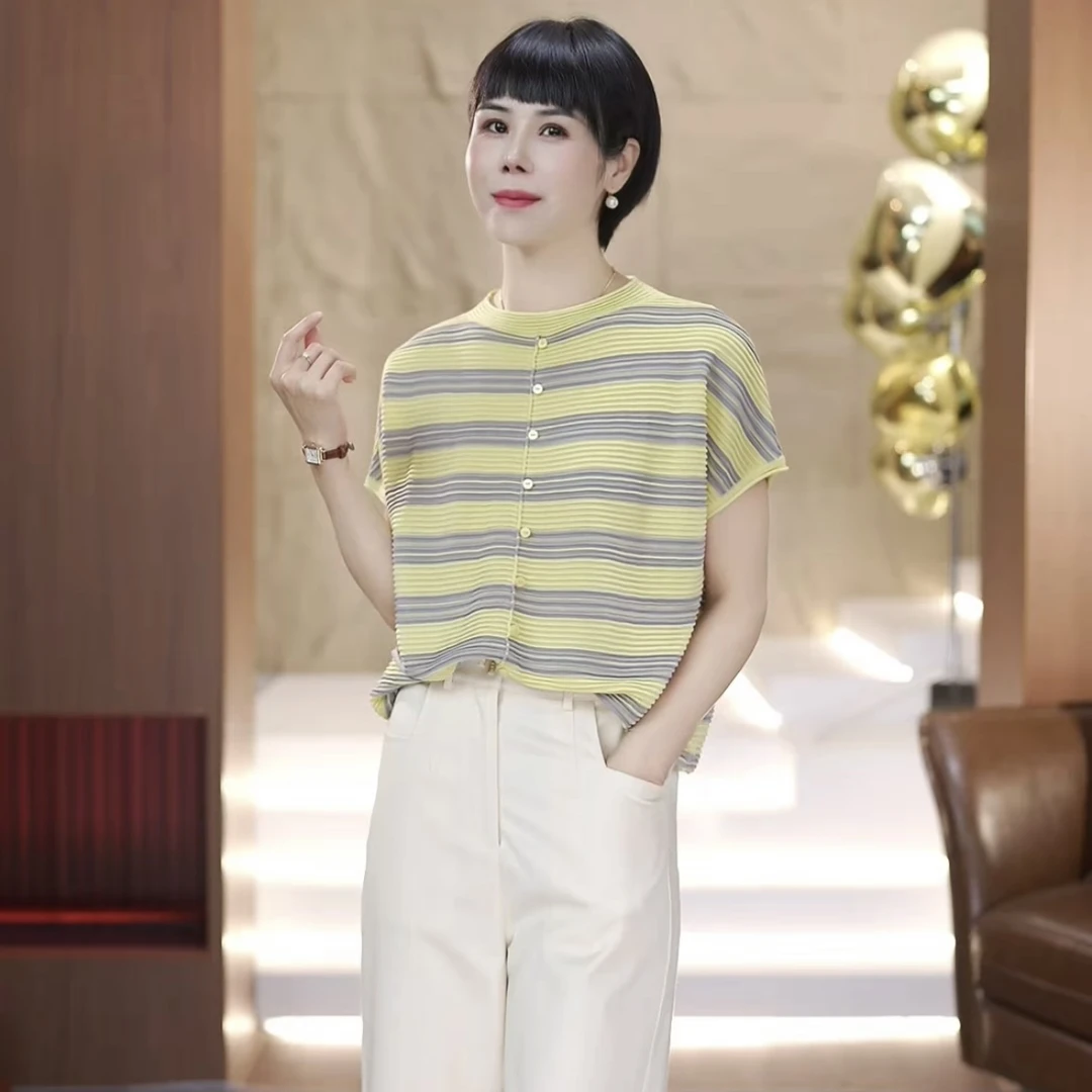 【渲渲推荐】HFY-3901夏季时尚气质撞色条纹衬衣