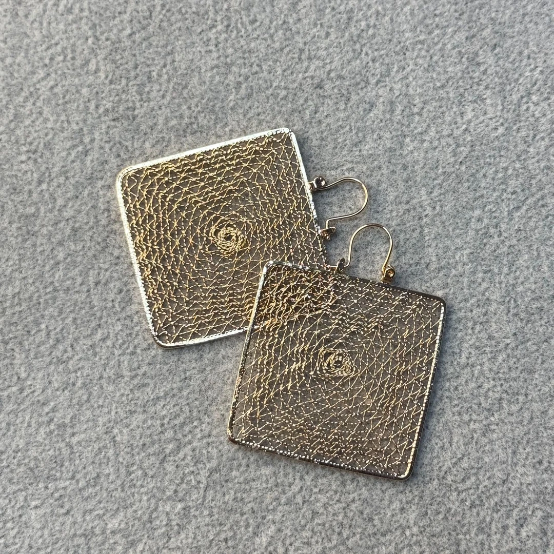 铜合金耳饰 大方形耳环1020