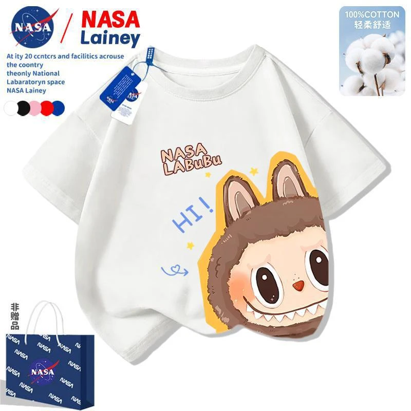 NASA labubu拉布布儿童可爱短袖T恤男女童装2025夏季新款上衣