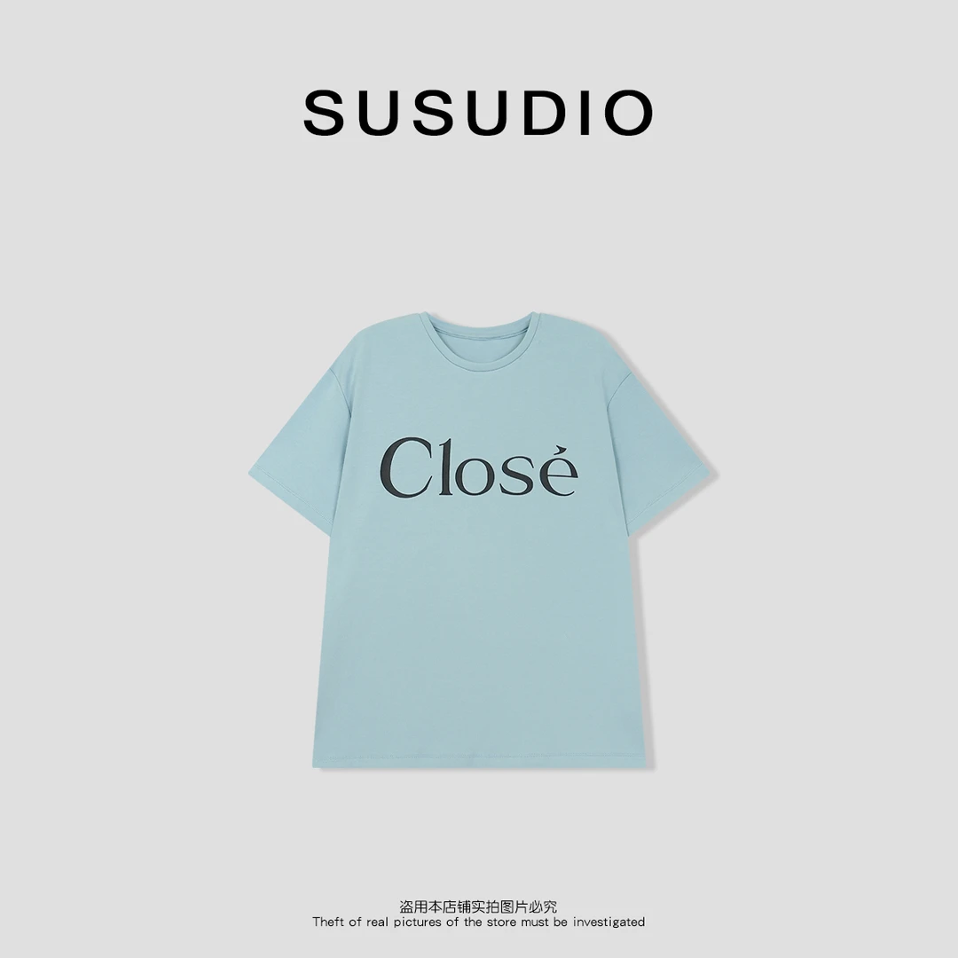 SUSUDIO 美式潮牌宽松舒适感减龄宽松显瘦圆领T恤10581