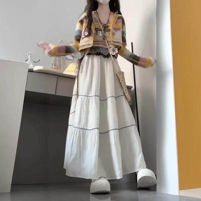 夏季新款针织镂空吊带+开衫+半身裙三件套8951