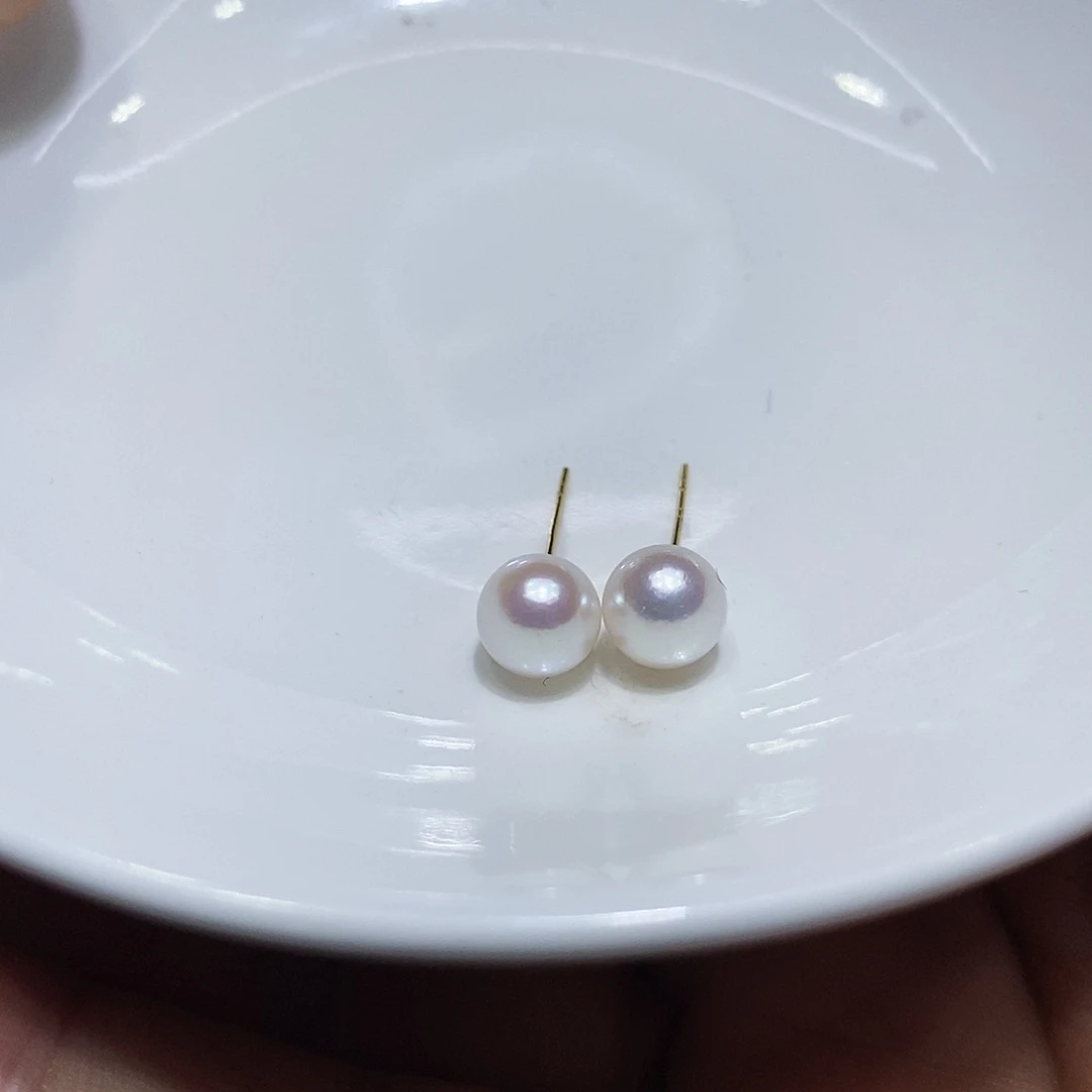 海水珍珠耳钉18K金镶嵌