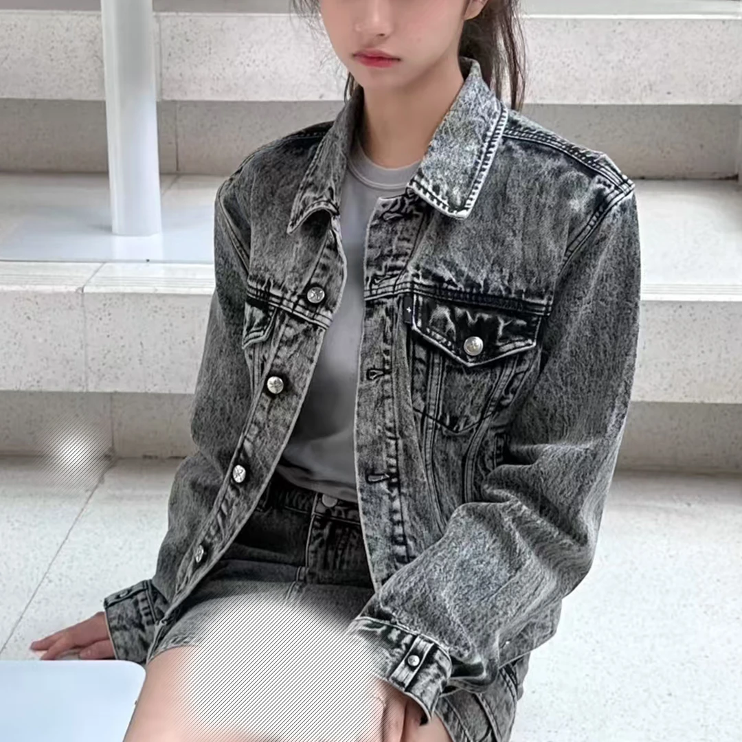 GDLL新款短款做旧牛仔外套
