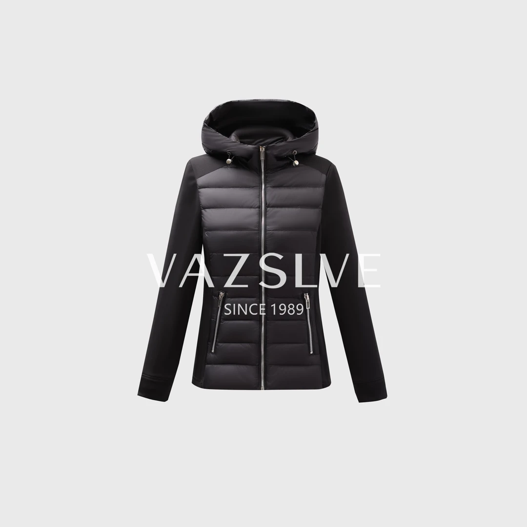 2025RDDR新款轻薄小蛮腰针织拼接鹅绒服轻便连帽羽绒服 6866