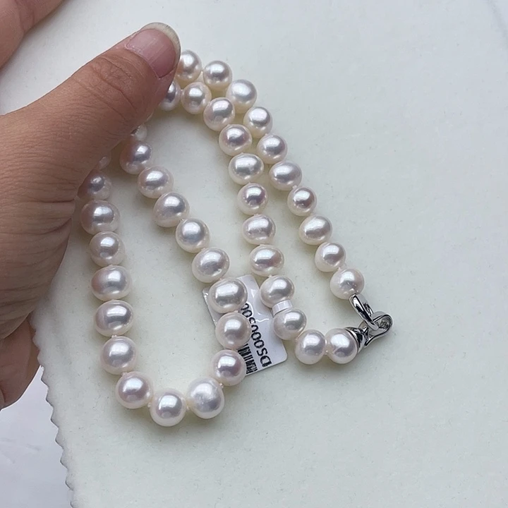 淡水珍珠未镶嵌颈饰卡9到10极光白炫天女粉