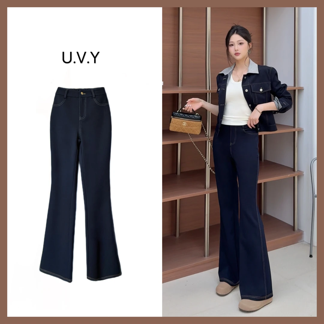 「子熙原创」丹宁软牛仔裤子女直筒微喇2025秋冬显高显瘦长裤1552