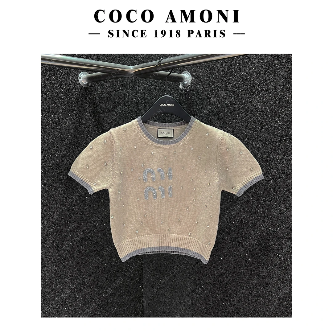 复古植绒镶钻套头针织衫时尚休闲百搭毛衣女 DA001