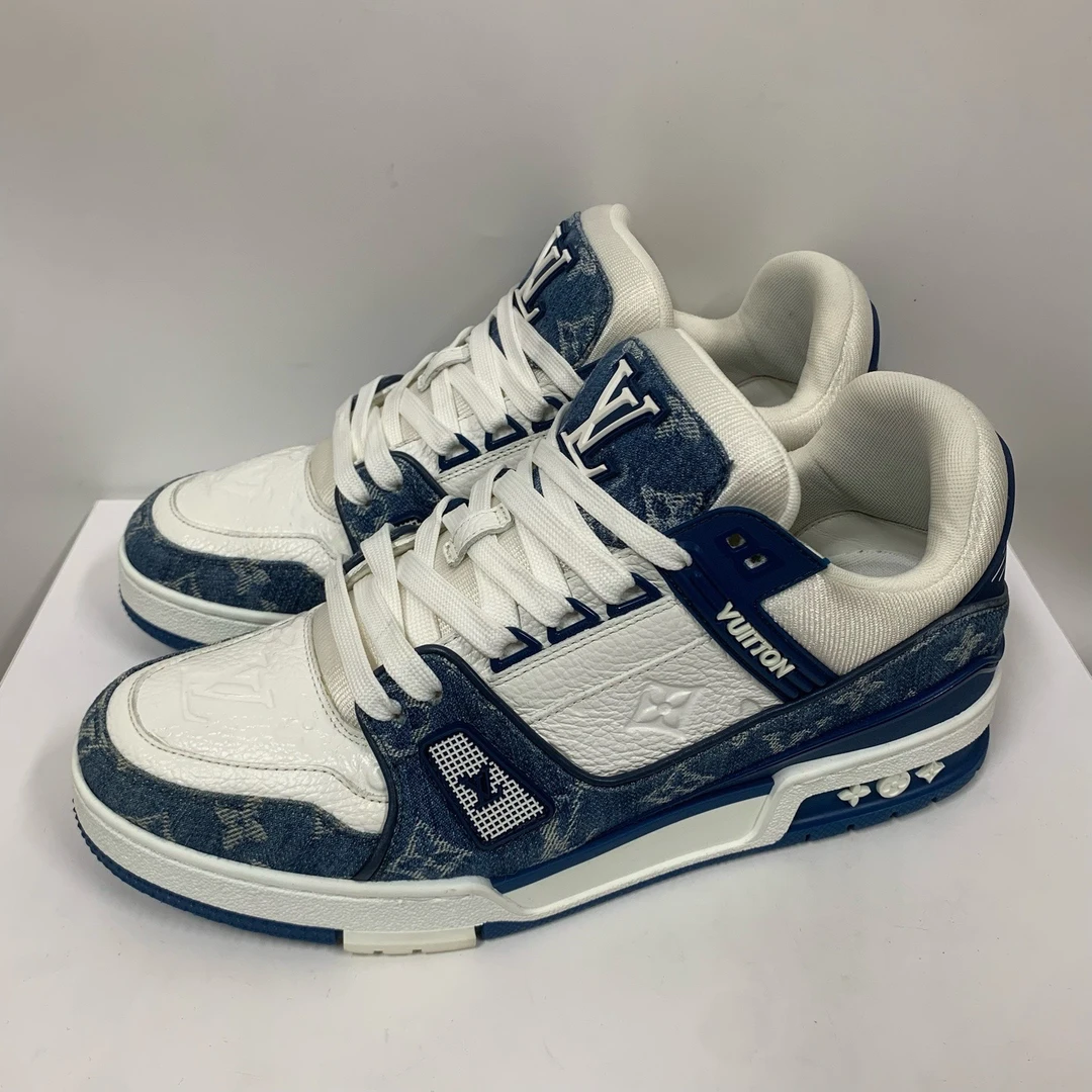 99新 LouisVuitton/路易威登 trainer蓝牛仔 板鞋 7码 Lz9374