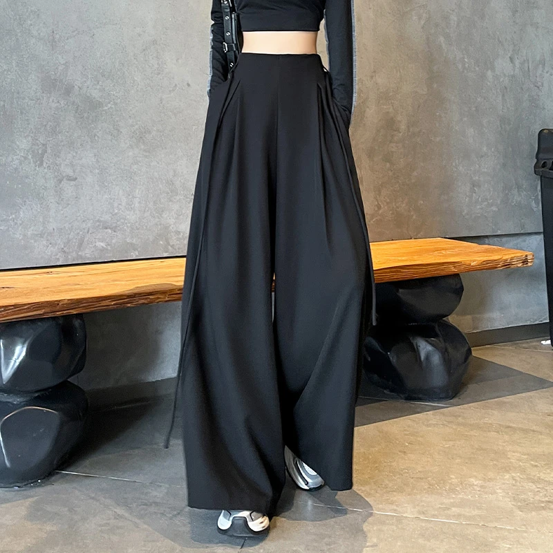 GIOIO高级感西装阔腿裤女秋季2025新款高腰垂感宽松休闲拖地裤裙
