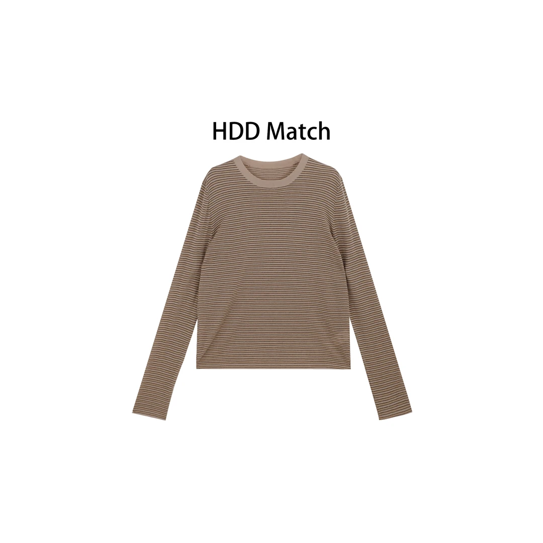HDD- "条纹乐章" 棉+羊毛 法式圆领宽松条纹定制上衣 Y8371
