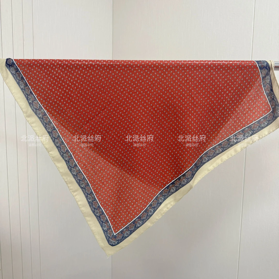 【卡罗拉红】初秋新款时尚百搭拼色复古小方巾70*70