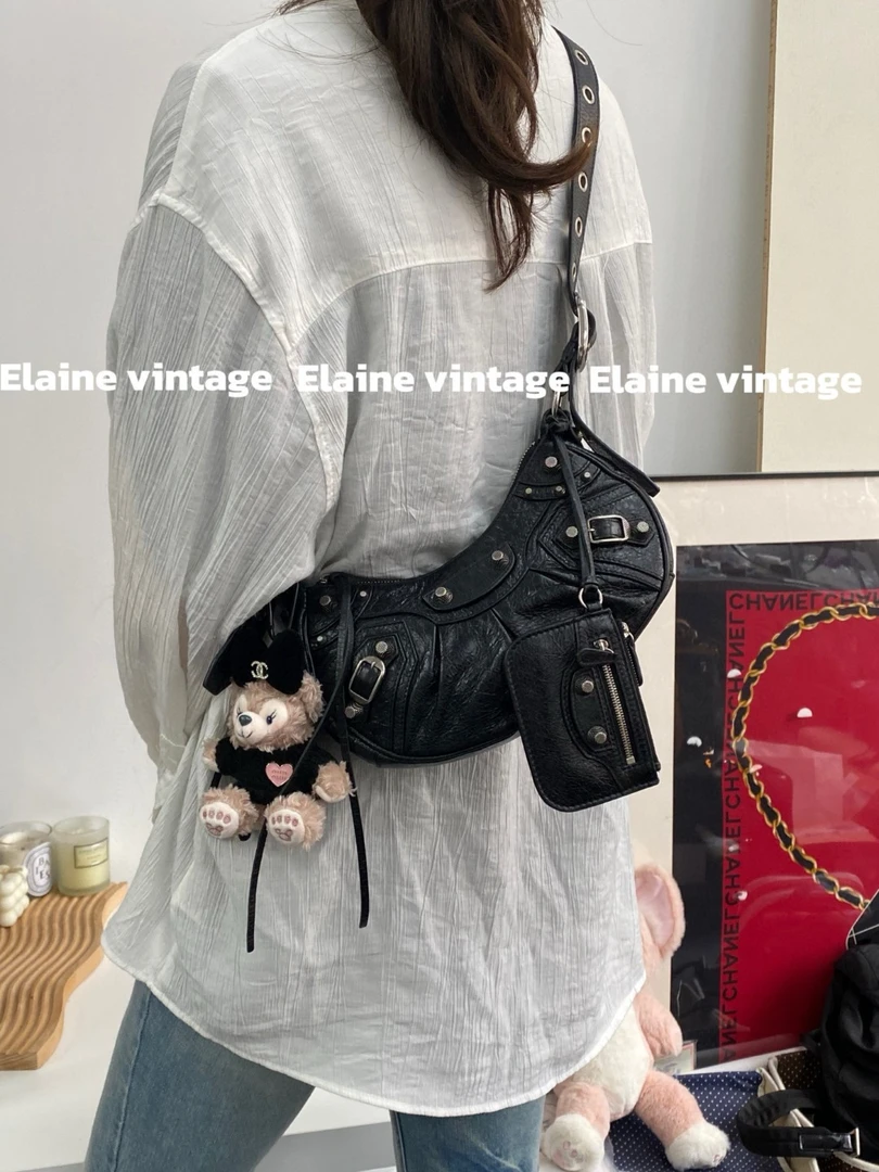 95新 Balenciaga/巴黎世家 黑银Le Cagole机车包xs号(23cm)