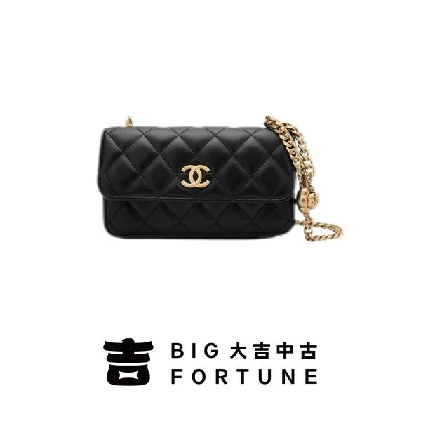 大吉中古/Chanel香奈儿23ss黑金山茶花小woc斜挎包