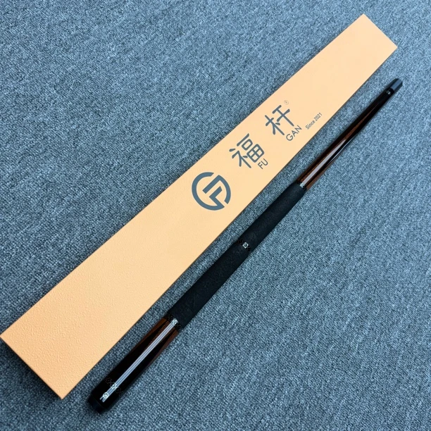 福杆两段式皮把上下六插脚豹纹木九球高颜值素面台球杆