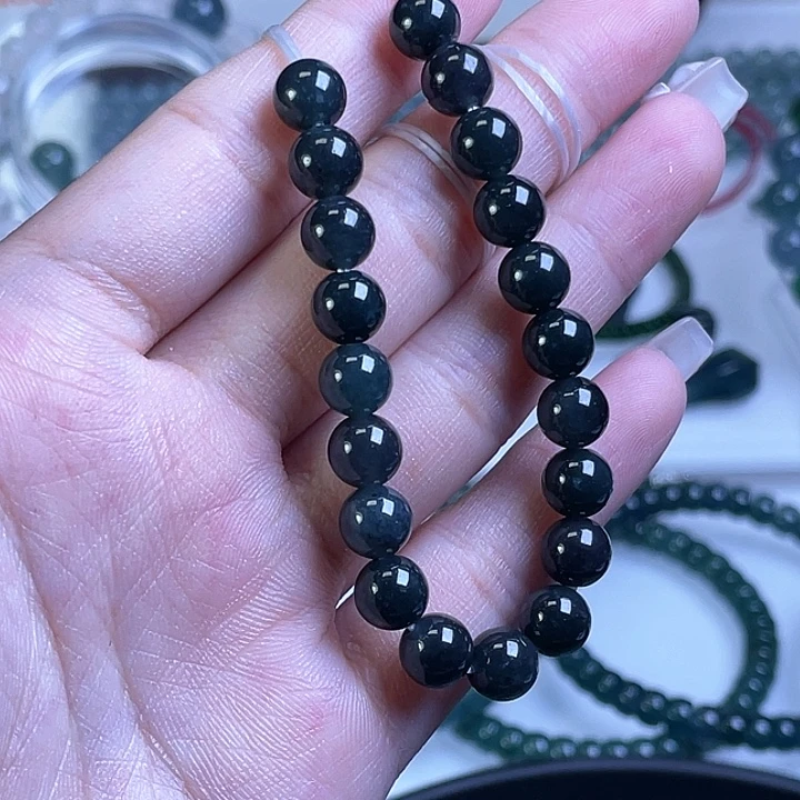 翡翠散珠7mm左右乌鸡翡翠珠子20颗