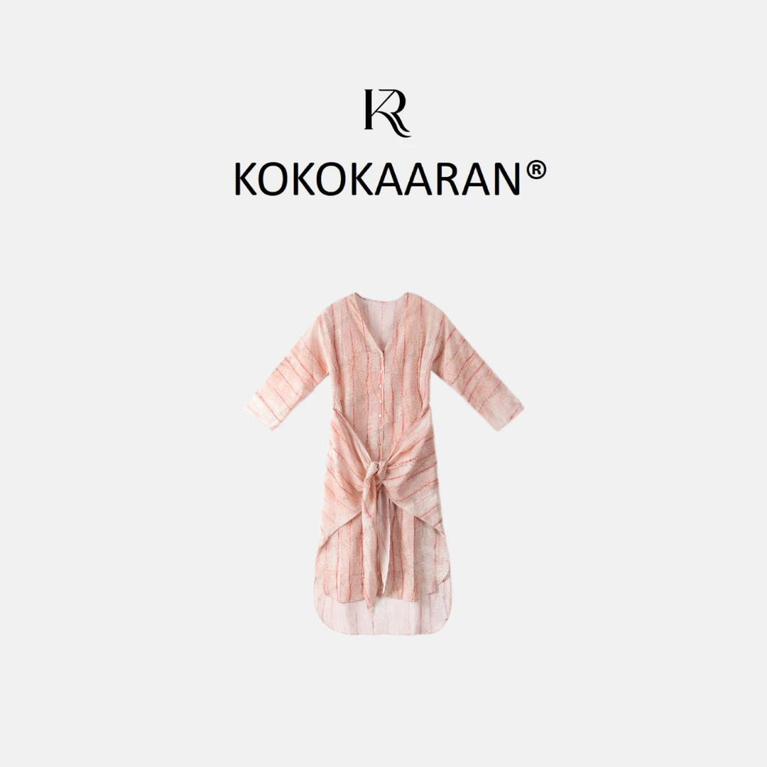 kokokaaran/可可咔伦【100桑蚕丝】大理石纹理收腰连衣裙SH250377