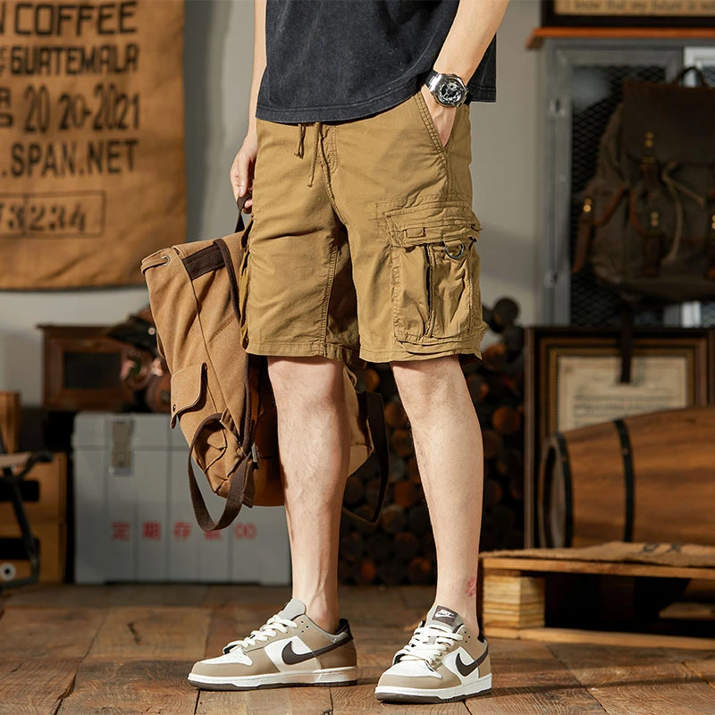 短裤百搭薄款夏季硬汉风短裤大码潮流日系裤子休闲裤复古多口袋