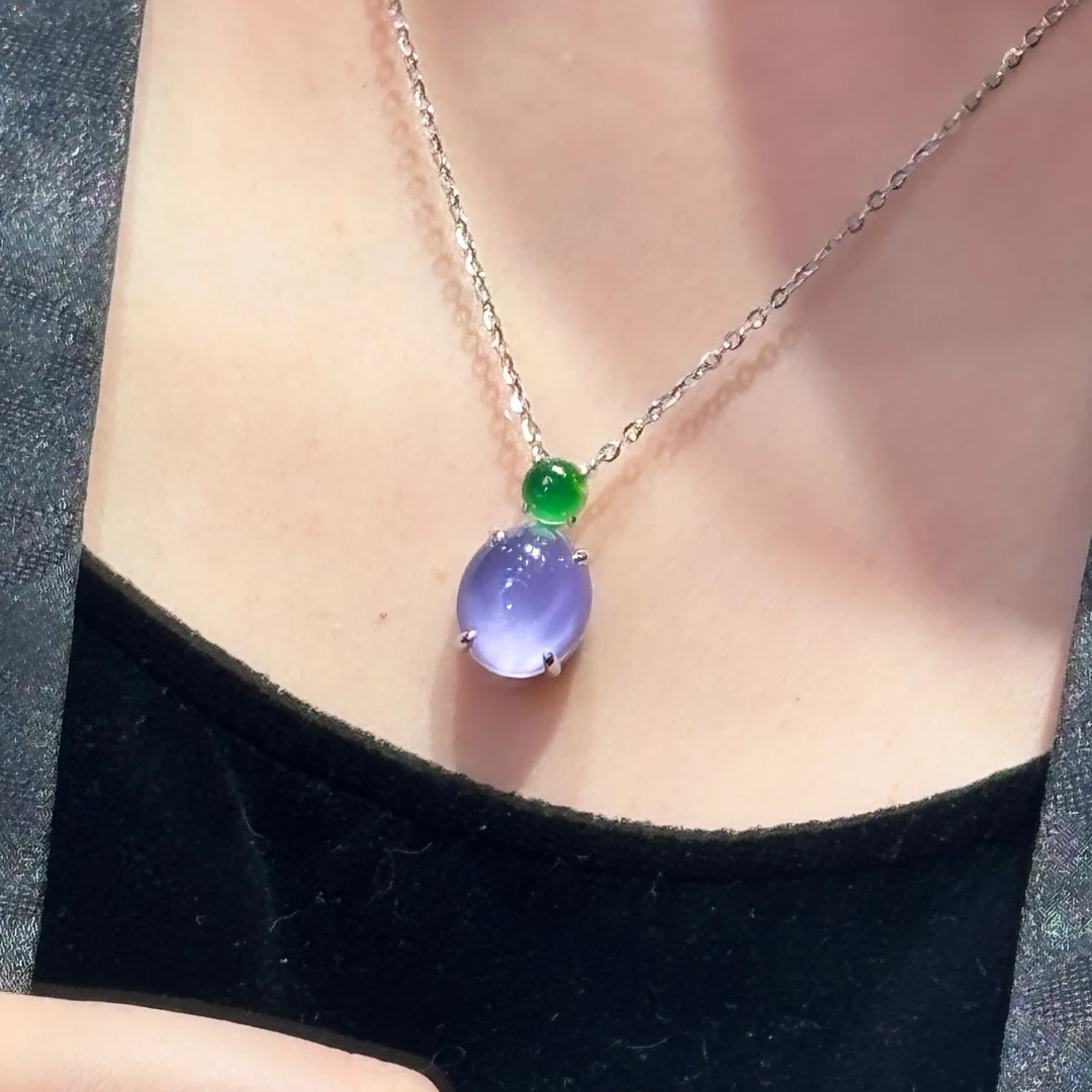 坠链均925银合成锆石 【福利】VISING水沫珐琅垫色紫罗兰鸽子蛋吊坠