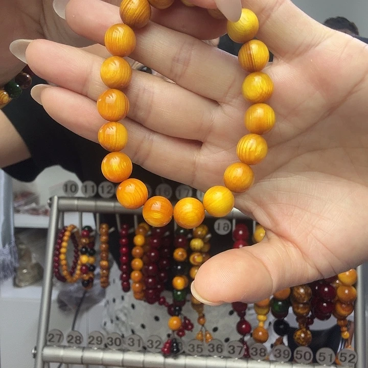 松木固化款琥珀木手串1.0黄油女