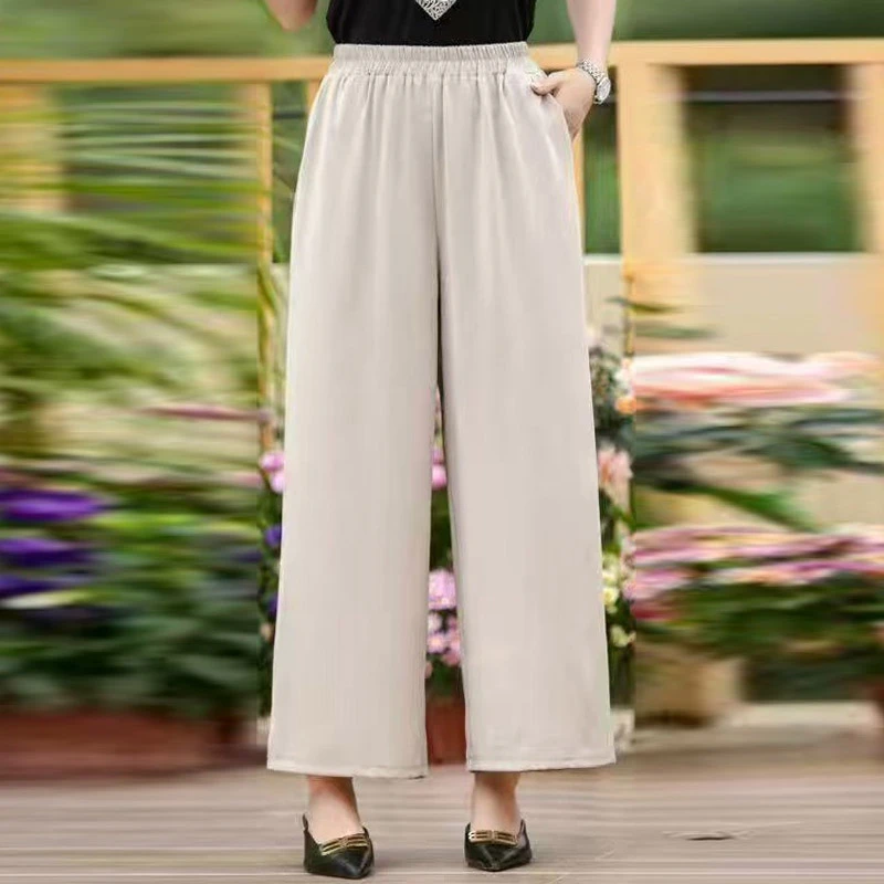 夏季薄款麻料直筒阔腿女士外穿休闲裤102