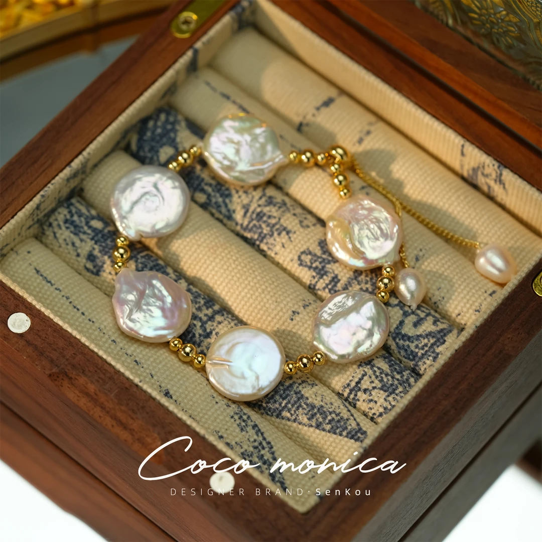 【小霞珠宝】珍珠手工气质轻奢时尚复古简约彩色镶嵌拼接 WE244