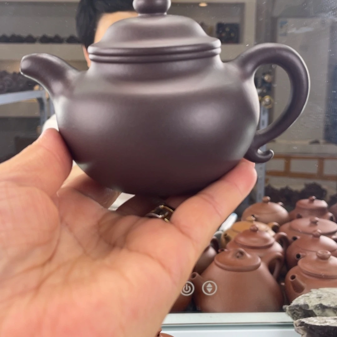 茶壶紫砂老紫泥莲子180cc半手工