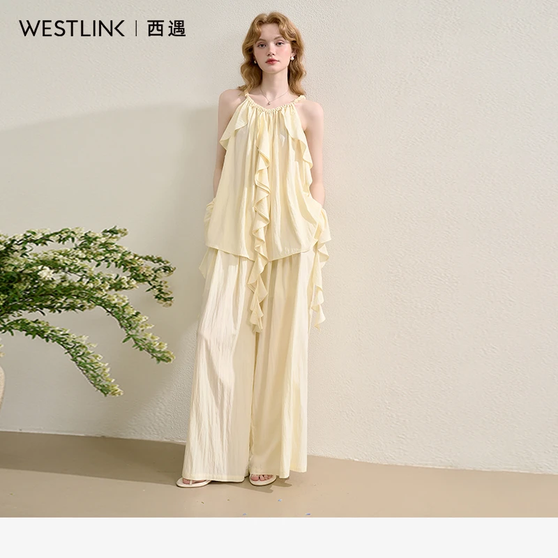 0867度假风气质套装女2025夏季流苏挂脖衬衣搭半身裙两件套