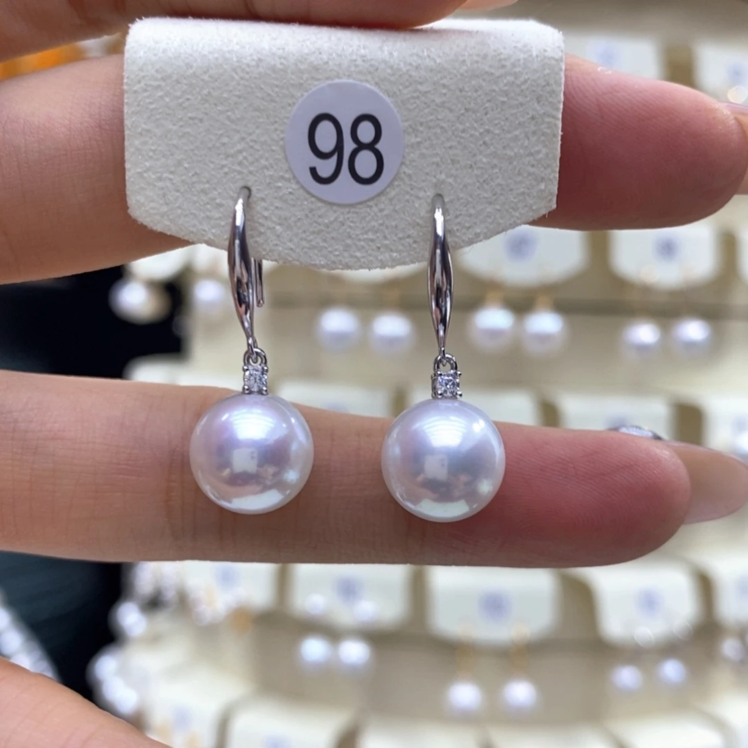 银S925镶嵌淡水珍珠耳饰
