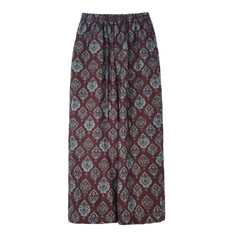 【莲遇曦】佛手莲·桑波缎红云纱女装夏季新款透气阔腿裤SLS25SK81